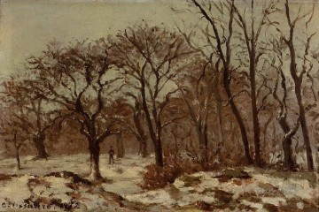 Huerto de castaños en invierno de 1872 Camille Pissarro bosque Pinturas al óleo